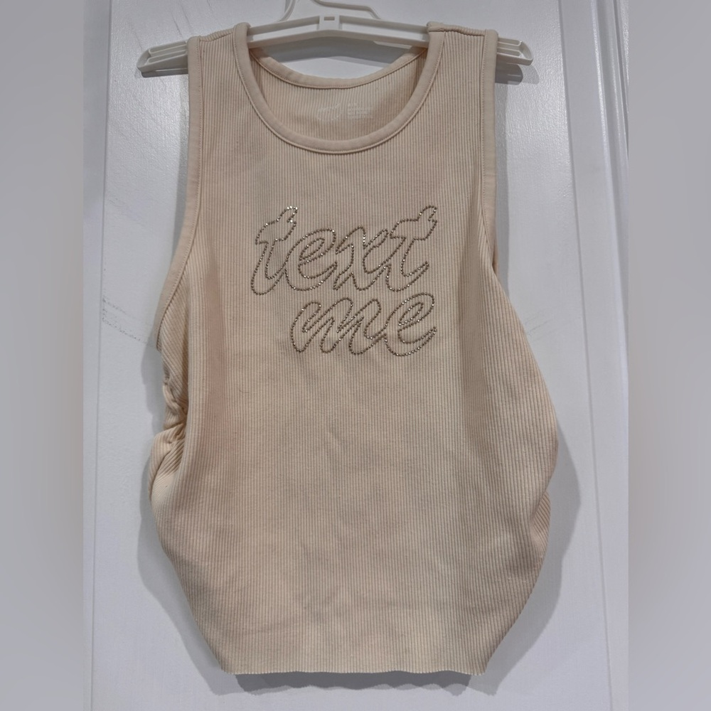 aerie Neutral Ribbed Tank in Light Beige